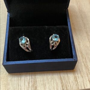 Silver and Blue Stone Women's Earrings